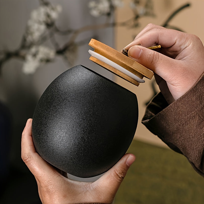 Ceramic Tea, Coffee & Sugar Canisters | Bamboo Lid Storage Jars