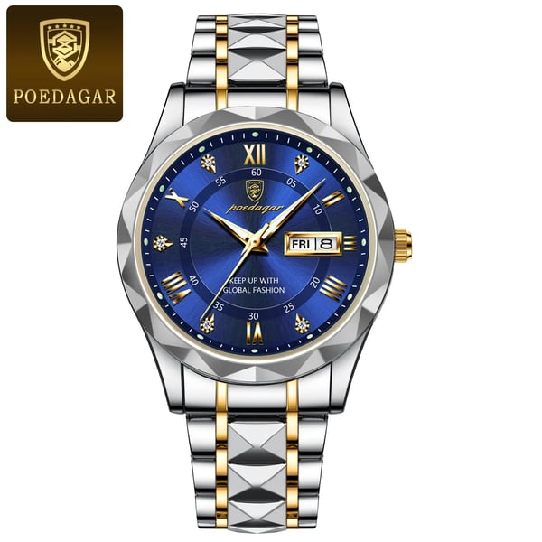 Men’s Stainless Steel Quartz Watch 41mm with Luminescent Hands & Date