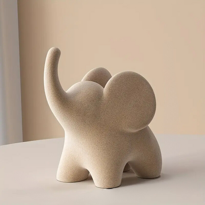 Elephant Statue Decorative Figurine Velvet Finish Resin Decor