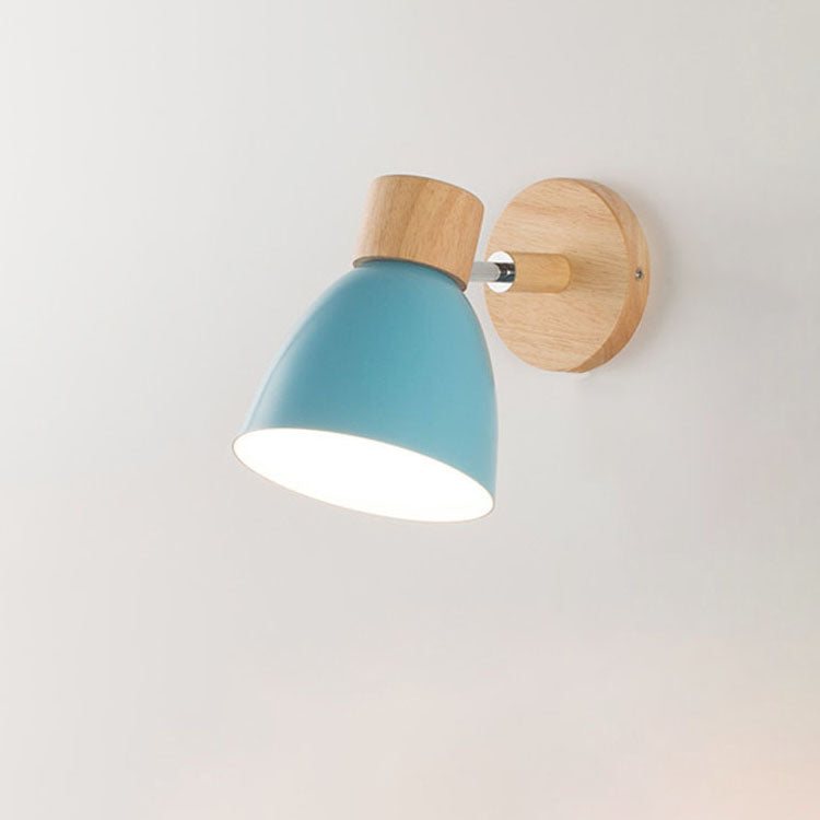 Modern Macaron Wall Light | Iron & Wood Wall Sconce