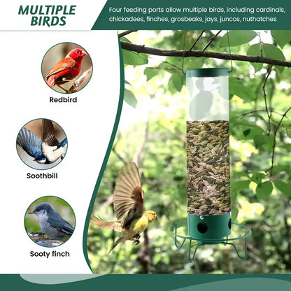 Squirrel Proof Bird Feeder Metal Hanging Large Capacity Outdoor