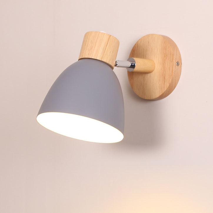 Modern Macaron Wall Light | Iron & Wood Wall Sconce