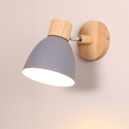 Modern Macaron Wall Light | Iron & Wood Wall Sconce