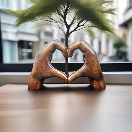 Wooden Heart Hand Sculpture | Decorative Home Ornament
