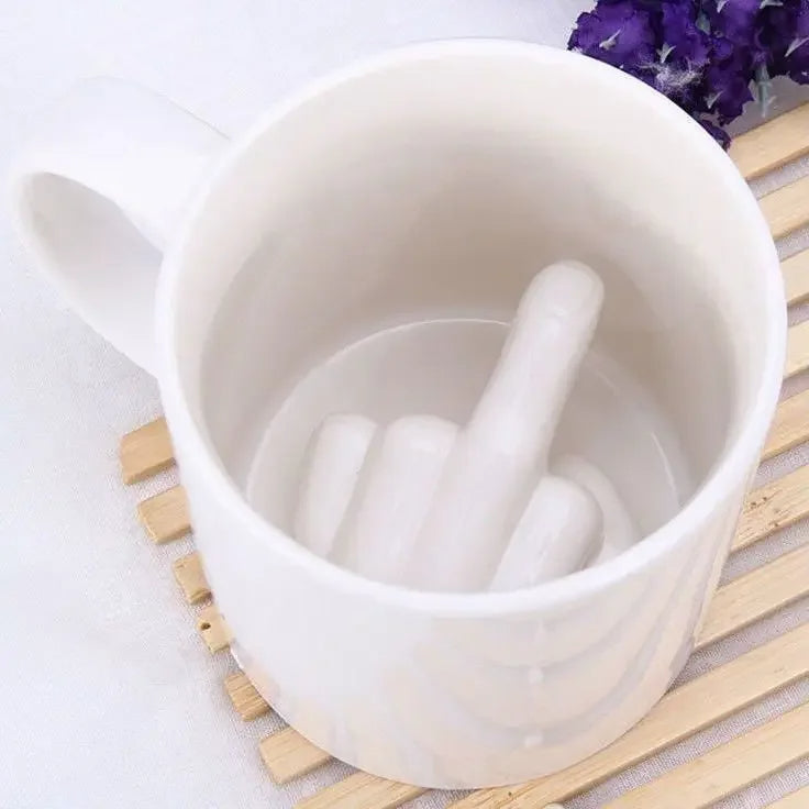 Coffee Mug Funny Ceramic Cup Creative Middle Finger Design for Home