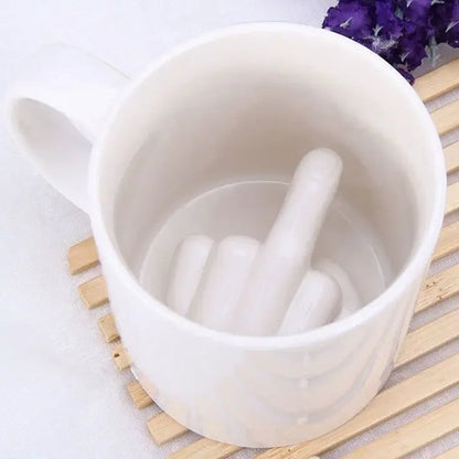 Coffee Mug Funny Ceramic Cup Creative Middle Finger Design for Home