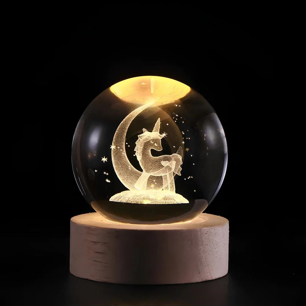 LED Crystal Ball Night Light | 3D Galaxy Design