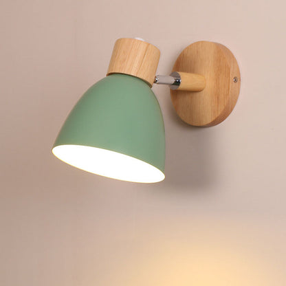 Modern Macaron Wall Light | Iron & Wood Wall Sconce