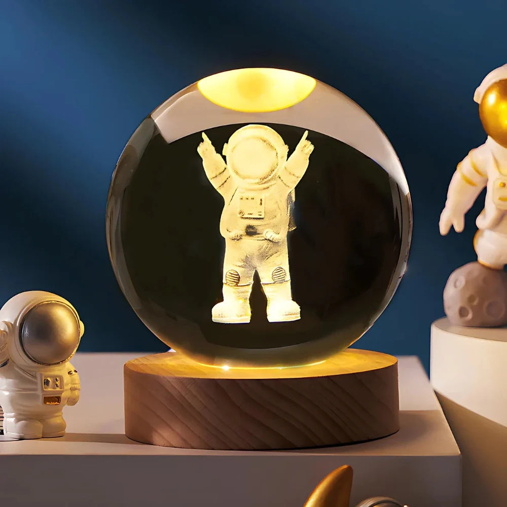 LED Crystal Ball Night Light | 3D Galaxy Design