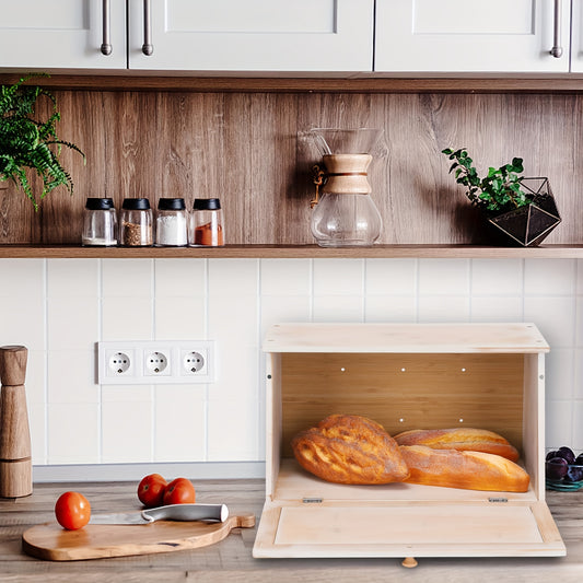 Vintage Wooden Bread Box | Black Large-Capacity Food Storage