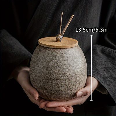 Ceramic Tea, Coffee & Sugar Canisters | Bamboo Lid Storage Jars