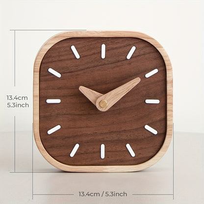 Silent Wooden Table Clock | Solid Walnut & Oak Design