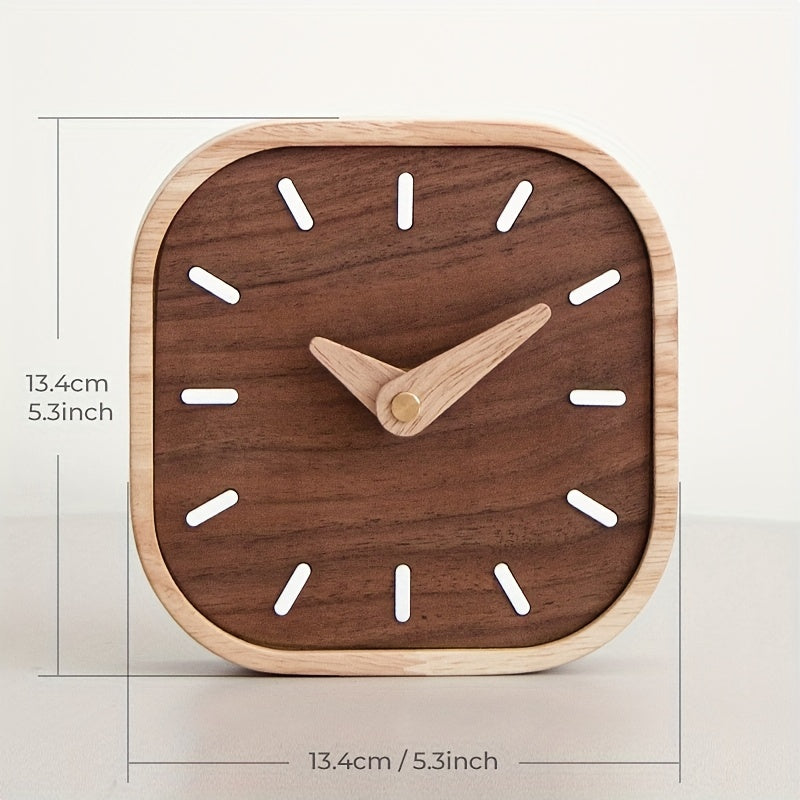 Silent Wooden Table Clock | Solid Walnut & Oak Design