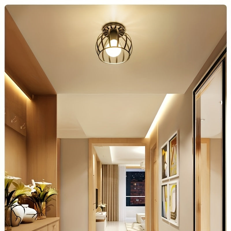 Modern Industrial Ceiling Light | Semi-Flush Mount Metal Cage Design