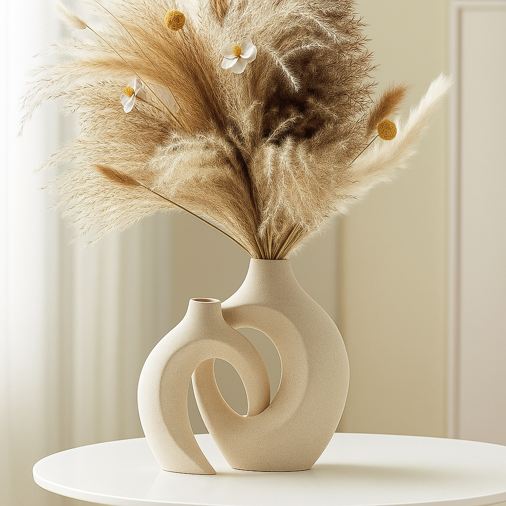 Modern Ceramic Vase Set | Sculptural Minimalist Design