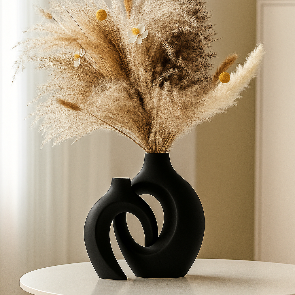 Modern Ceramic Vase Set | Sculptural Minimalist Design