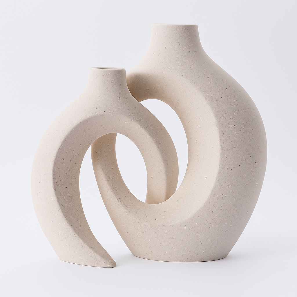 Modern Ceramic Vase Set | Sculptural Minimalist Design
