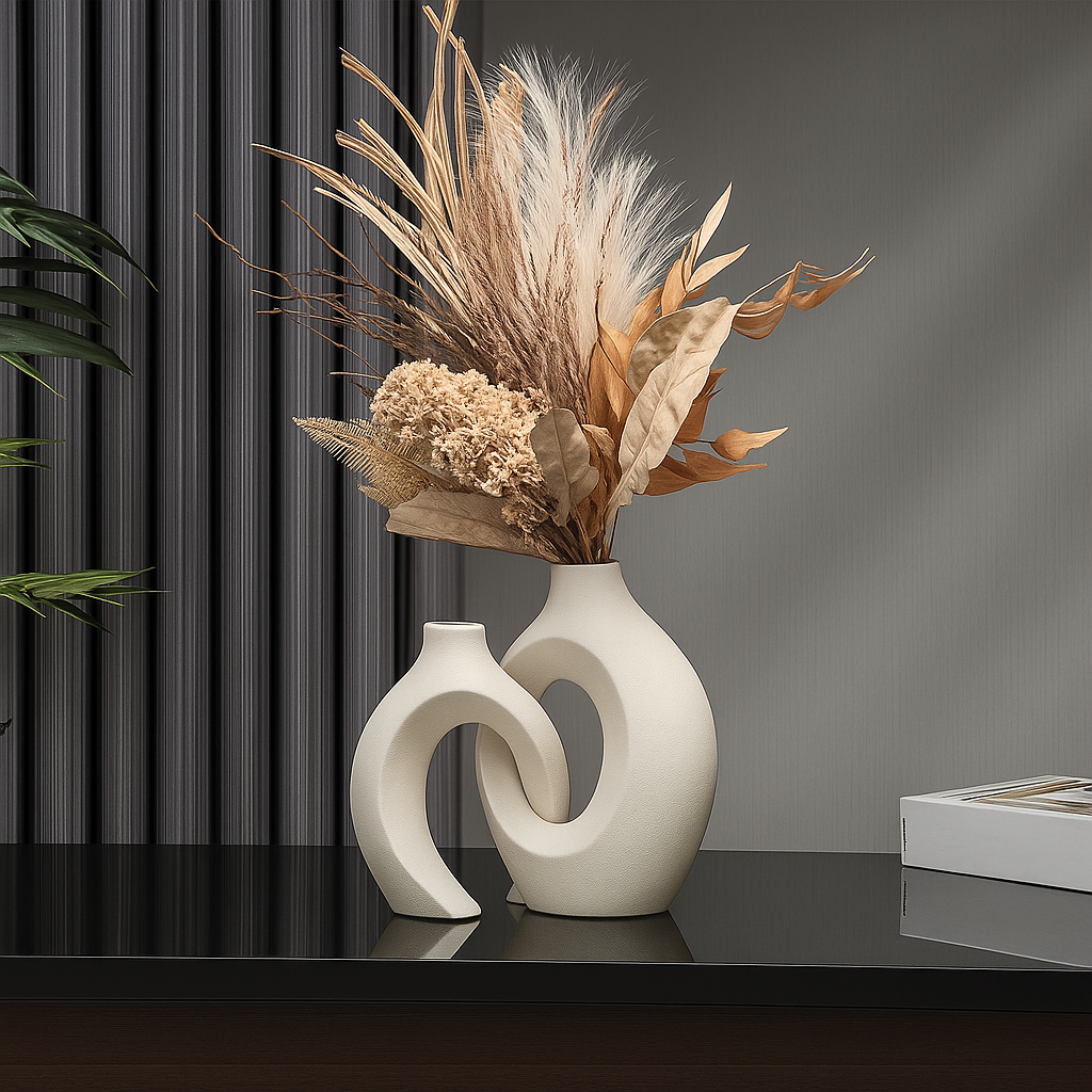 Modern Ceramic Vase Set | Sculptural Minimalist Design