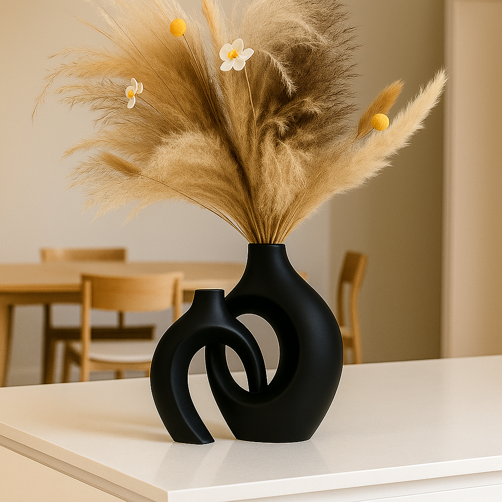 Modern Ceramic Vase Set | Sculptural Minimalist Design