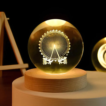 LED Crystal Ball Night Light | 3D Galaxy Design