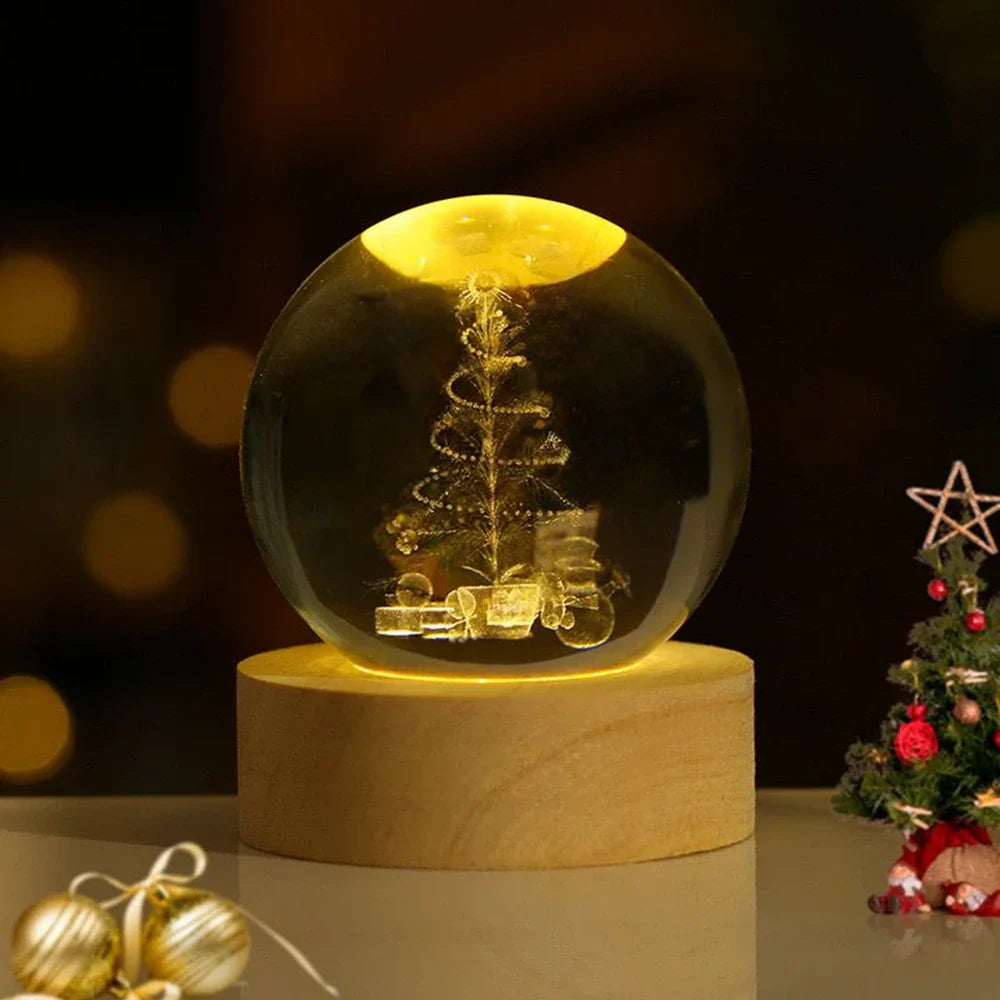LED Crystal Ball Night Light | 3D Galaxy Design
