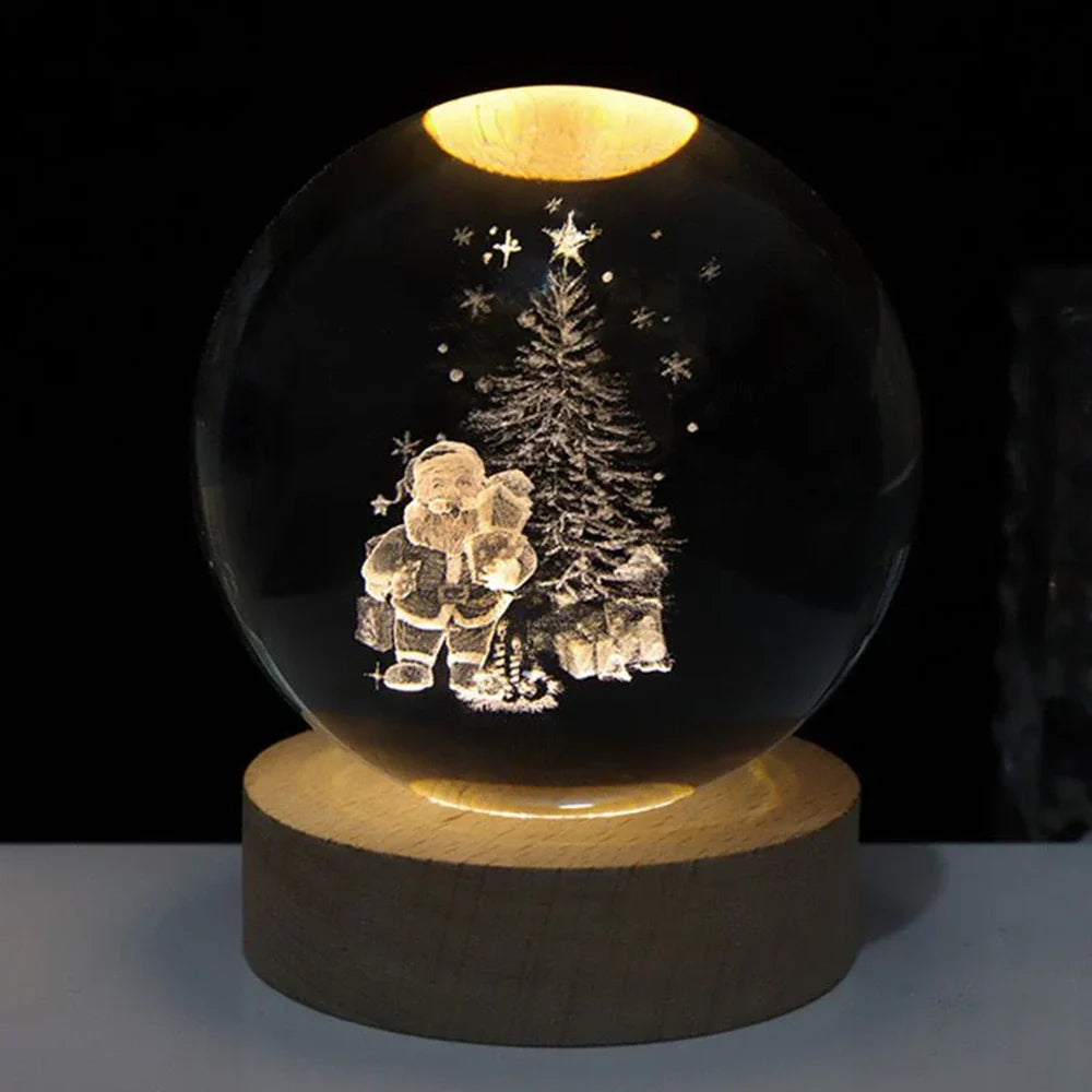 LED Crystal Ball Night Light | 3D Galaxy Design