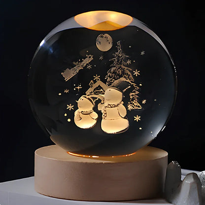LED Crystal Ball Night Light | 3D Galaxy Design