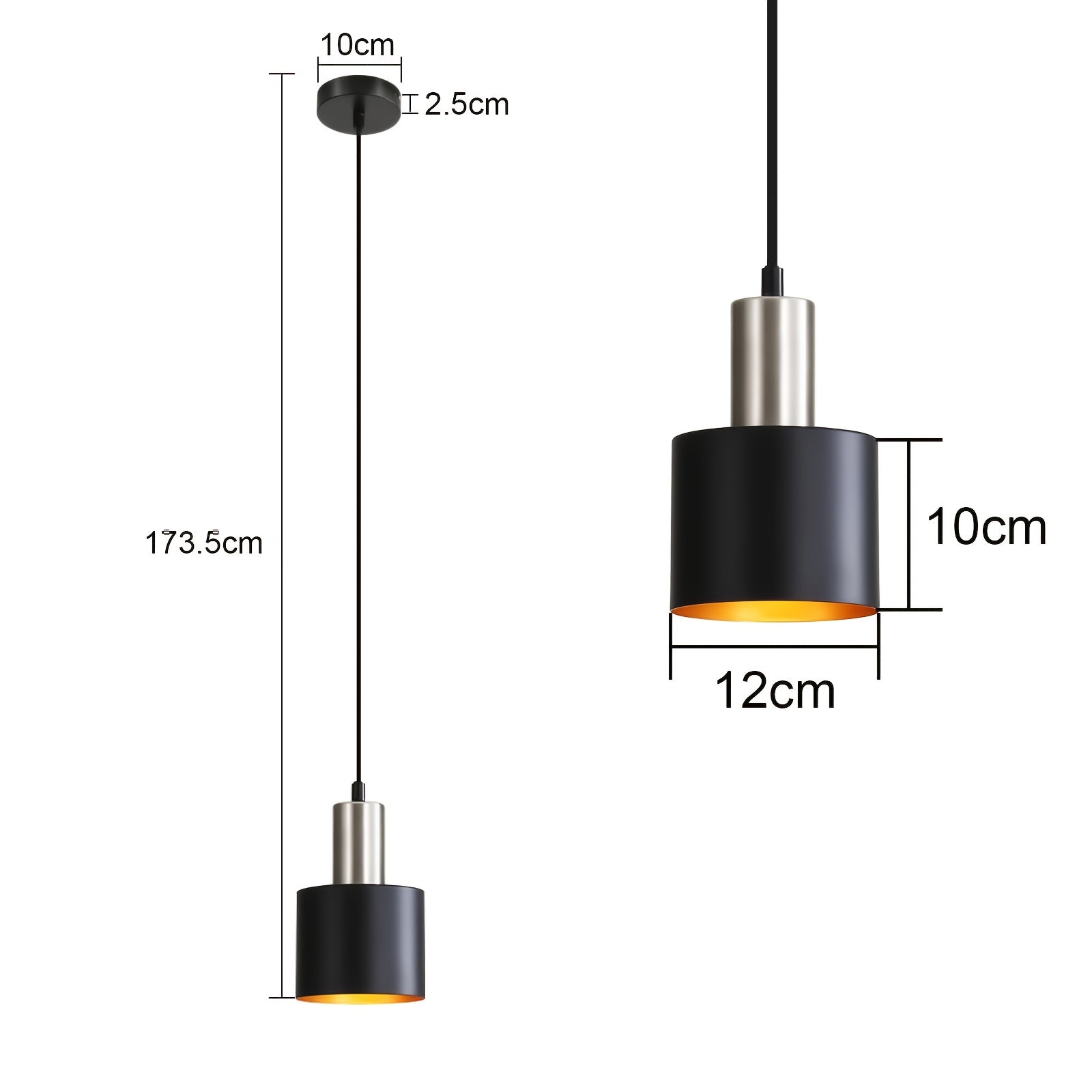 Modern Industrial Pendant Light | Black & Gold Hanging Lamp