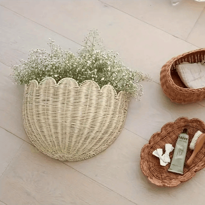 Rattan Wall Basket | Handwoven Natural Storage