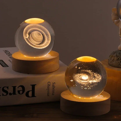 LED Crystal Ball Night Light | 3D Galaxy Design