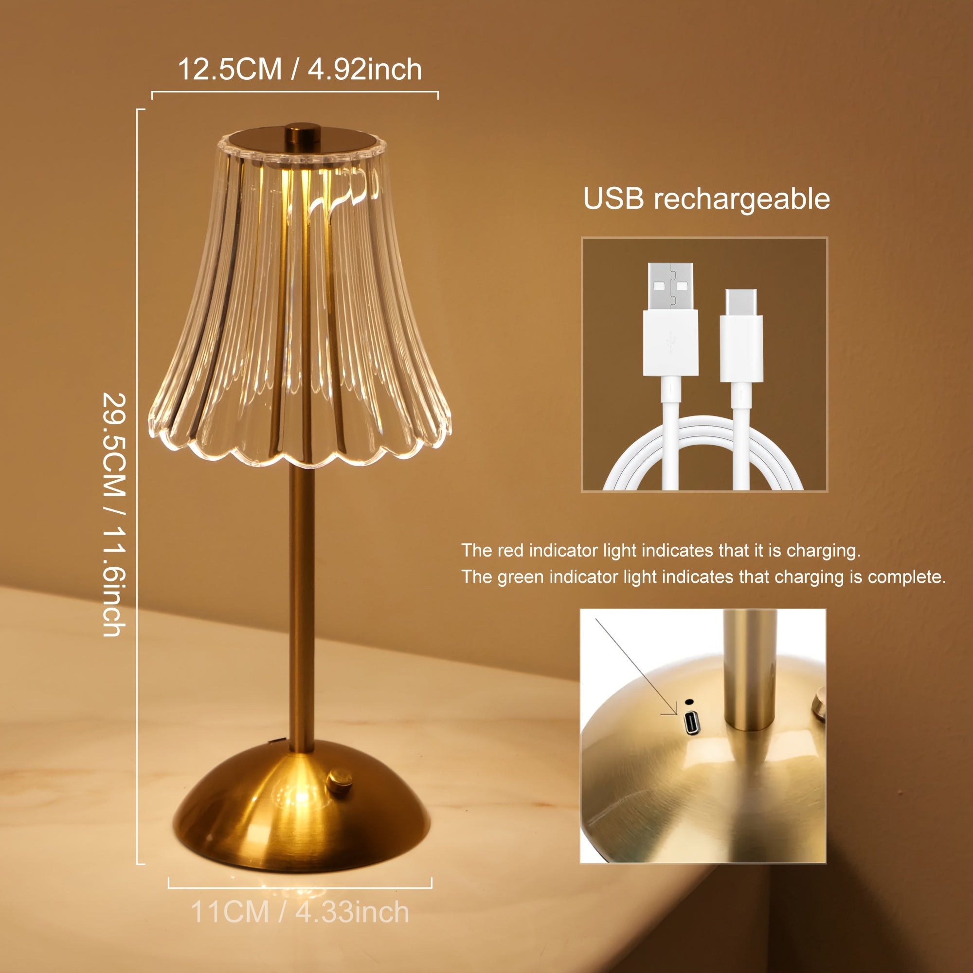 Dimmable LED Table Lamp | USB Rechargeable Touch Sensor Light