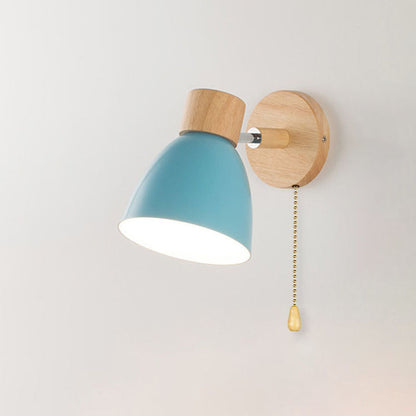 Modern Macaron Wall Light | Iron & Wood Wall Sconce