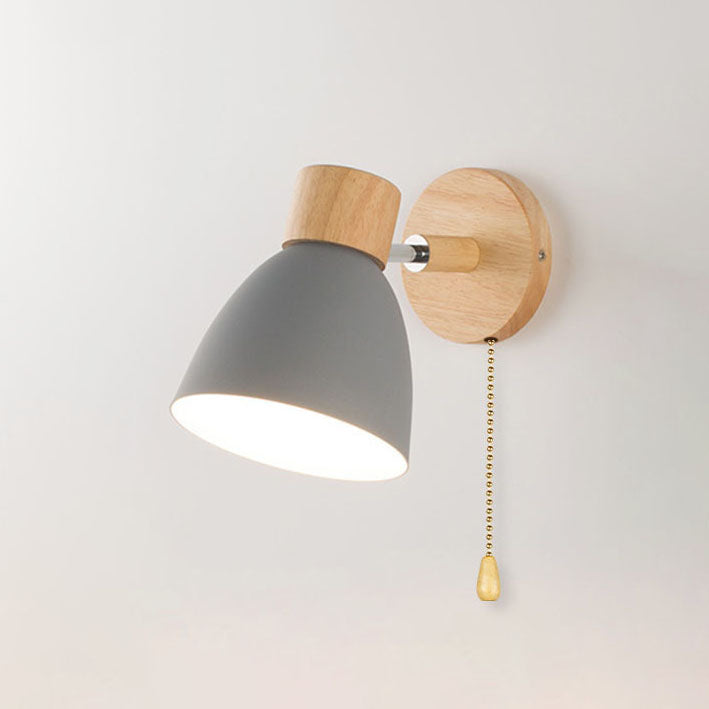 Modern Macaron Wall Light | Iron & Wood Wall Sconce