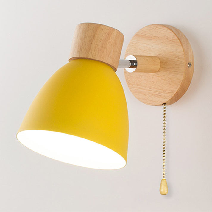 Modern Macaron Wall Light | Iron & Wood Wall Sconce