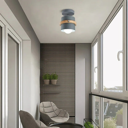 Rotating Ceiling Light | Layered Wood And Metal Style