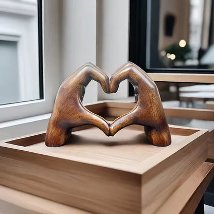 Wooden Heart Hand Sculpture | Decorative Home Ornament