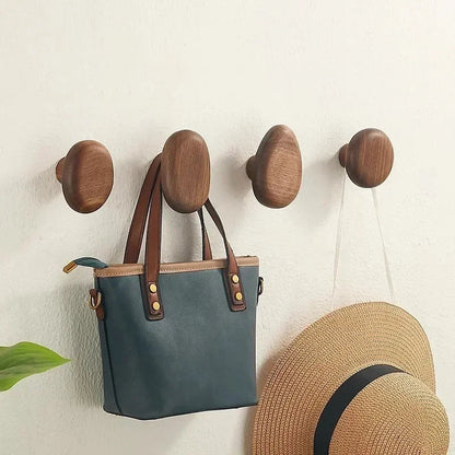 Wall Hooks Wooden Coat Hooks Natural Pebble Shape Set of 4