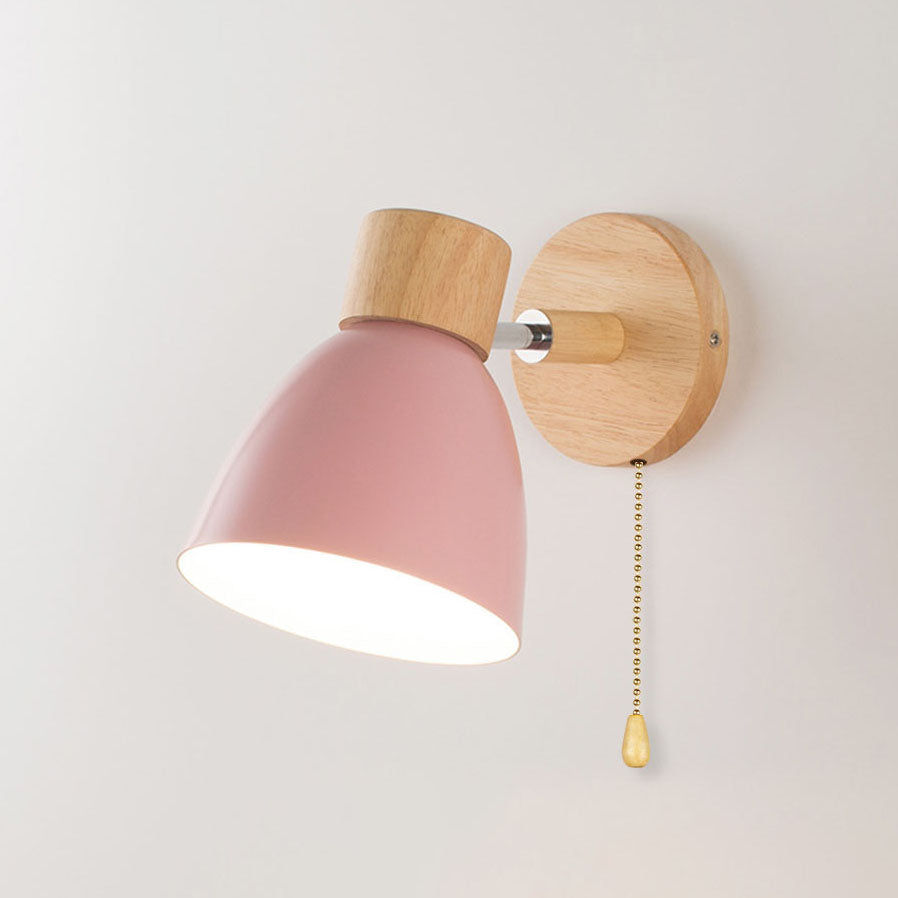 Modern Macaron Wall Light | Iron & Wood Wall Sconce