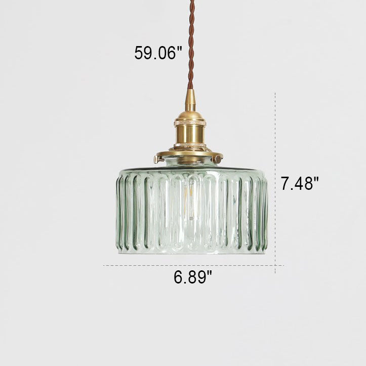 Vintage Brass & Glass Pendant Light | Japanese-Inspired Design