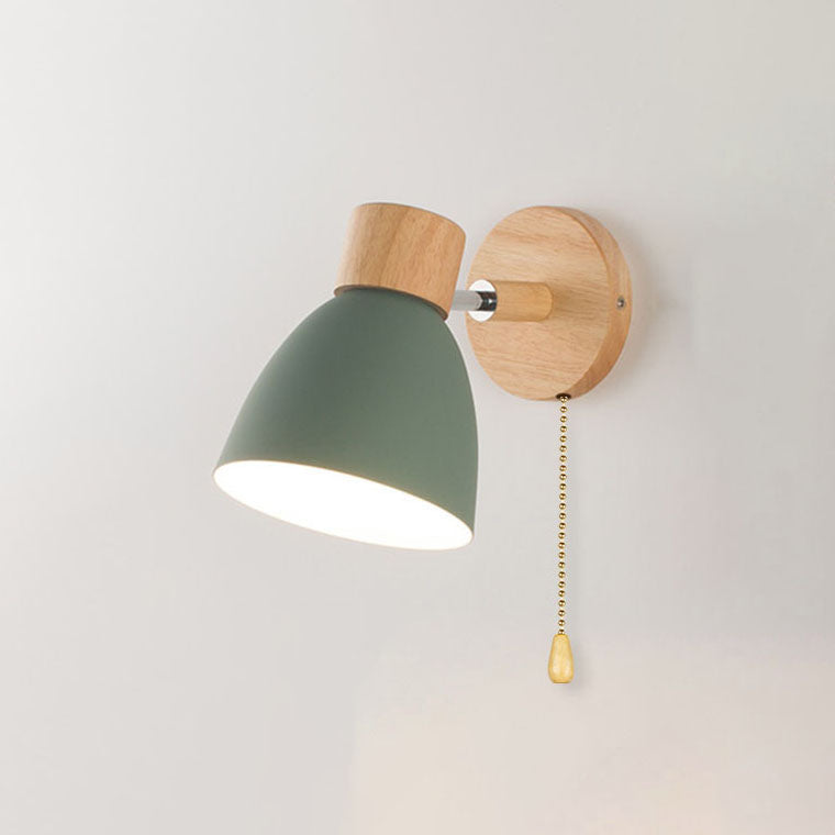 Modern Macaron Wall Light | Iron & Wood Wall Sconce