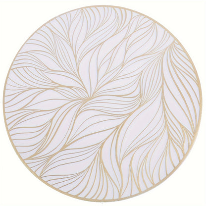 Round PVC Placemats with Golden Foil | Heat-Resistant & Stylish Table Mats