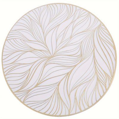 Round PVC Placemats with Golden Foil | Heat-Resistant & Stylish Table Mats