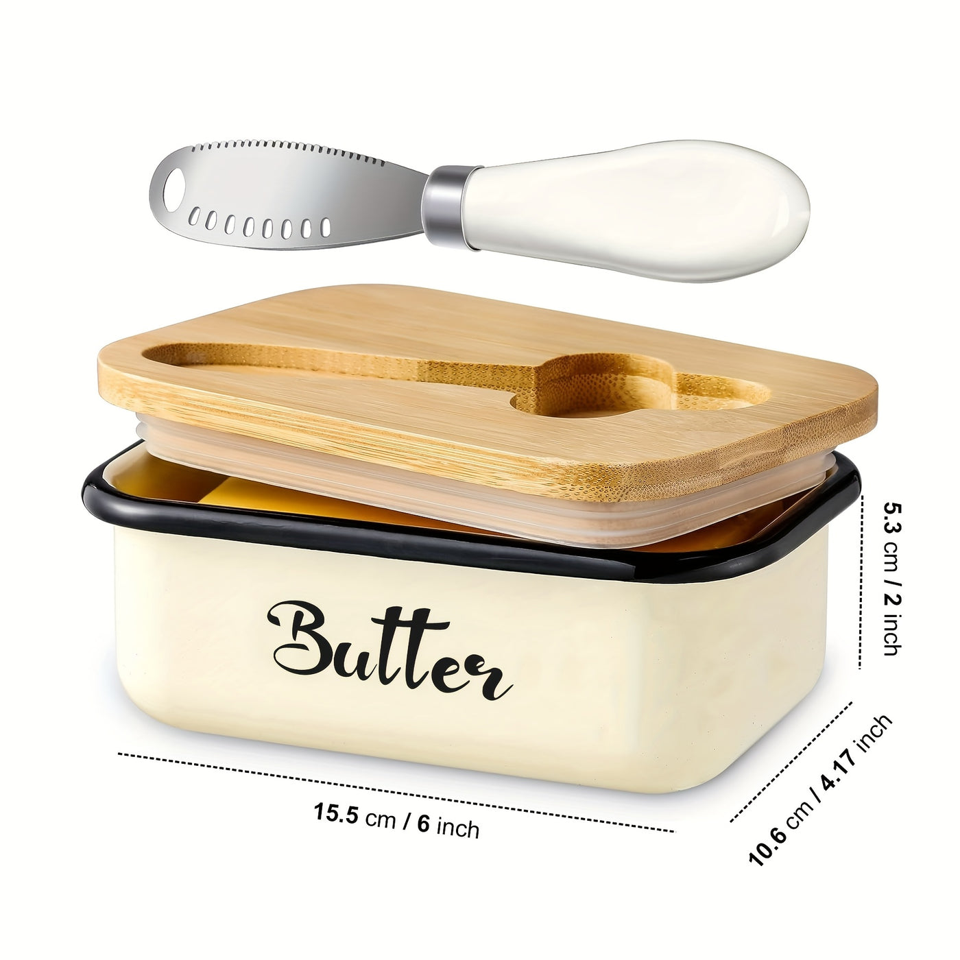 Metal Butter Dish with Lid | Countertop Butter Keeper with Knife