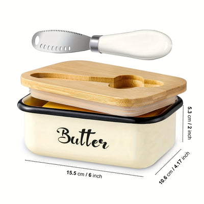Metal Butter Dish with Lid | Countertop Butter Keeper with Knife