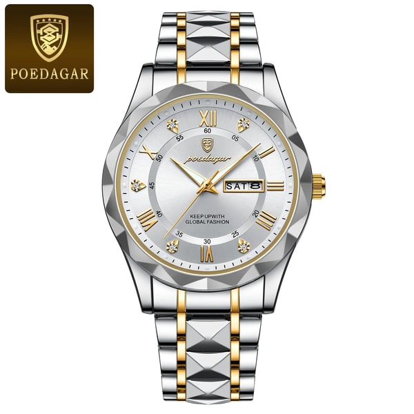 Men’s Stainless Steel Quartz Watch 41mm with Luminescent Hands & Date