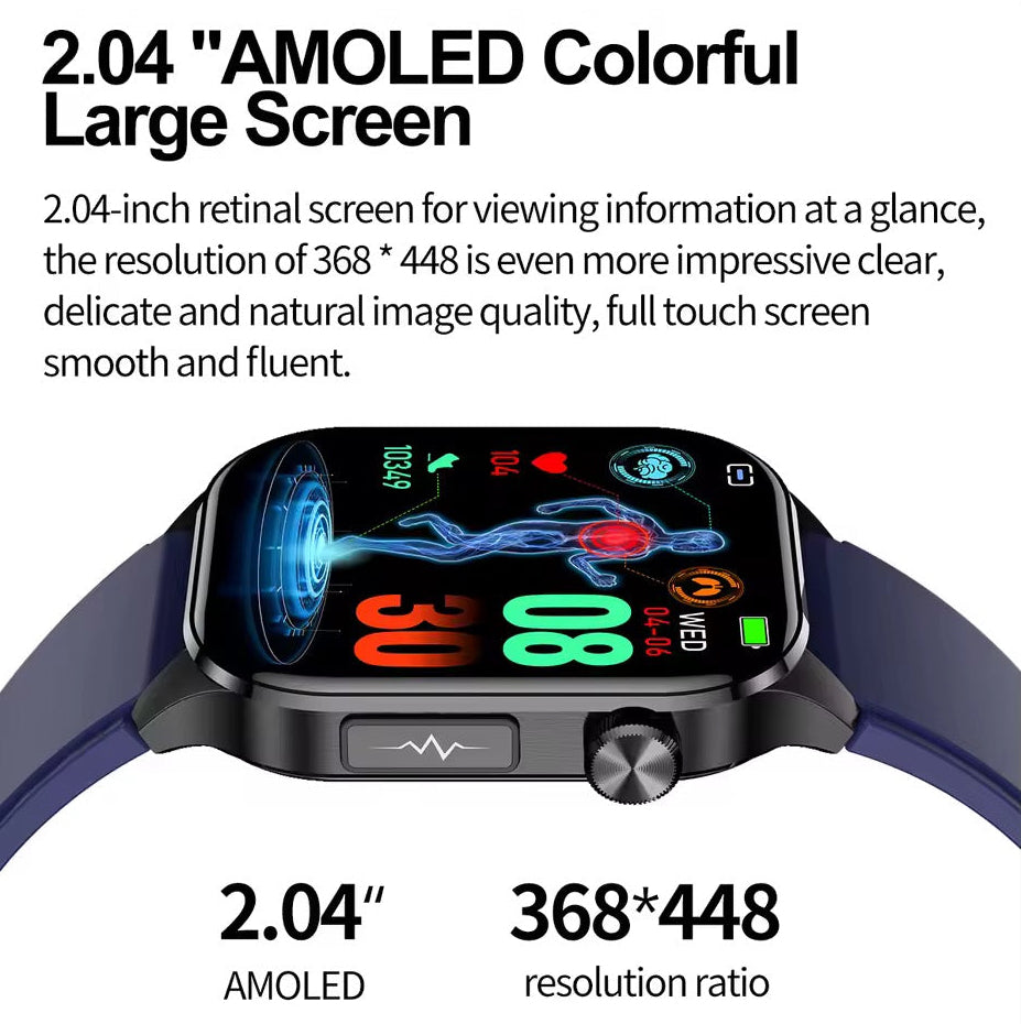 Smartwatch | Blood Pressure & Heart Rate Monitor | SOS Alert | IP68 | Bluetooth Calling | AMOLED