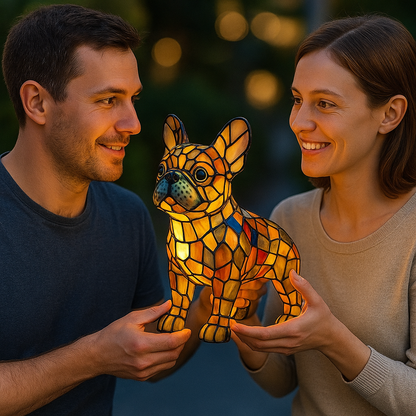 Table Lamp Stained Glass Dog Light Decorative Night Lamp