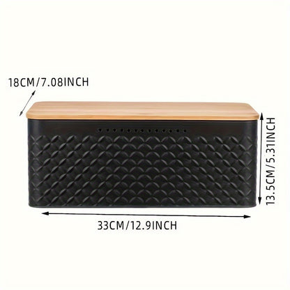Metal Bread Box with Bamboo Lid | Large Airtight Storage for Fresh Bread