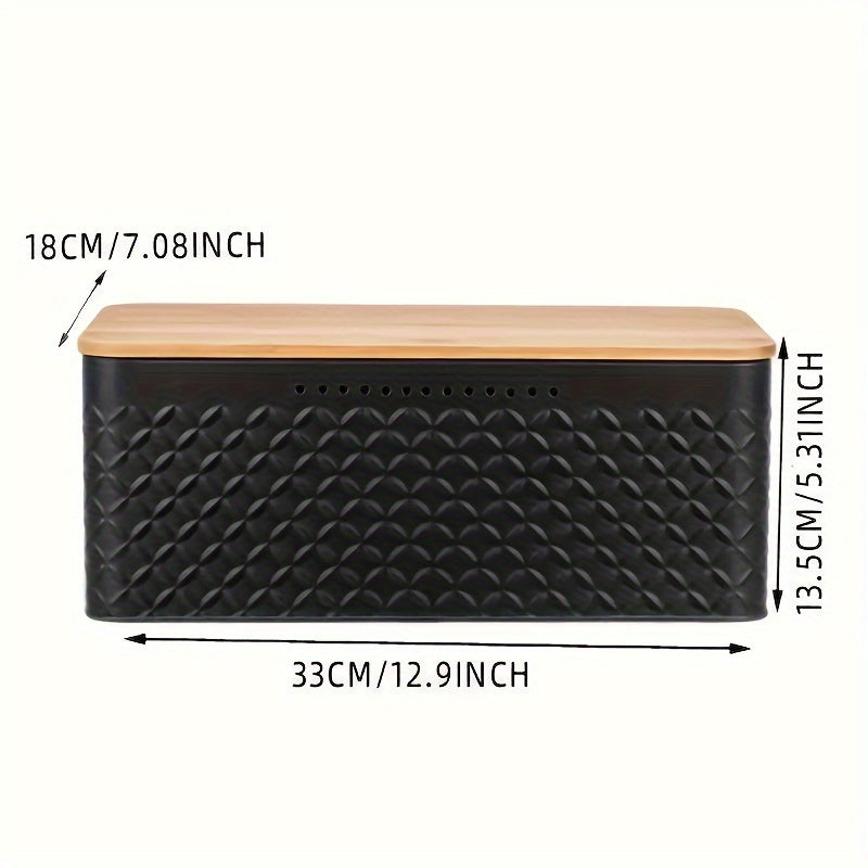 Metal Bread Box with Bamboo Lid | Large Airtight Storage for Fresh Bread