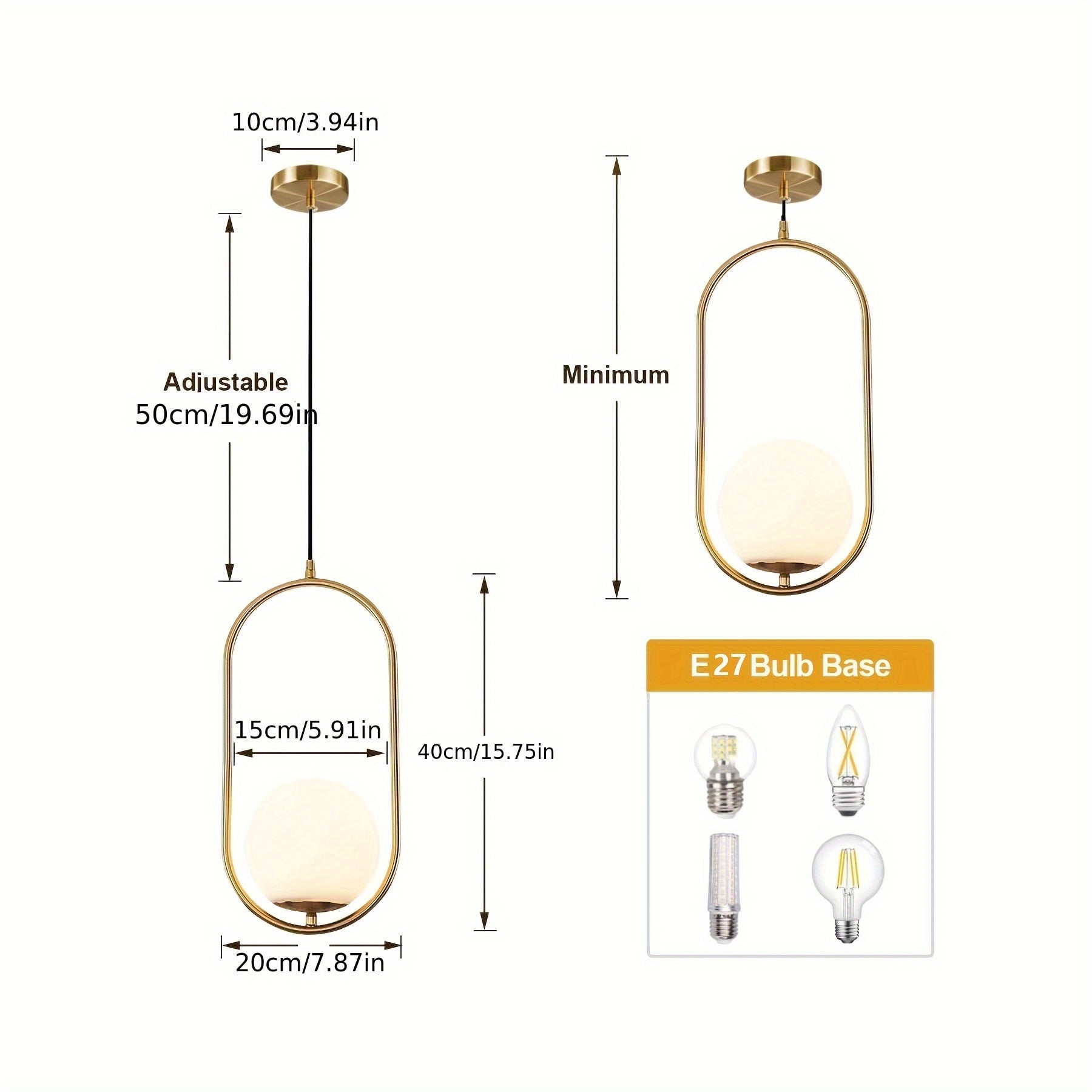 Modern Golden Pendant Chandelier | Minimalist Globe Hanging Light